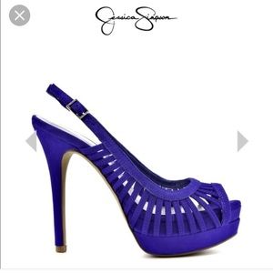 Jessica Simpson Ellisy Blue Violet Suede peeptoe